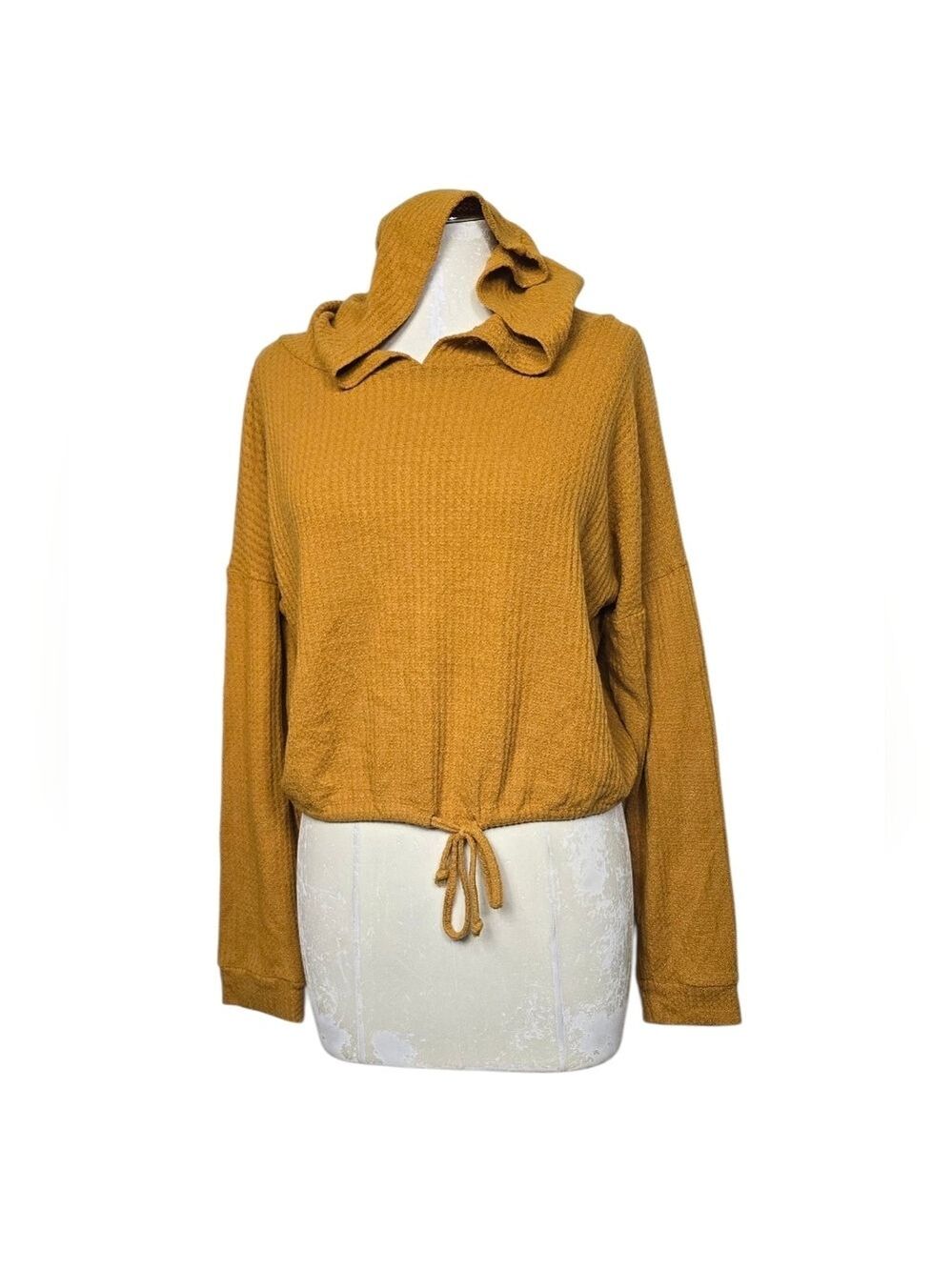 Mustard Yellow Cropped Hooded Top S